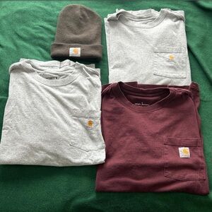men’s carhartt shirt bundle with beanie